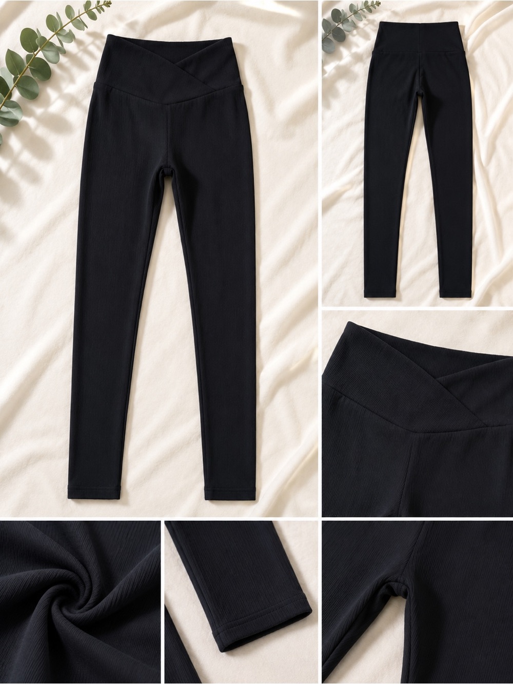 Black V-Waist Women's Active Leggings